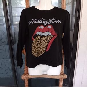 The Rolling Stones Womens Small Black Graphic Sweatshirt With Leppard Tongue